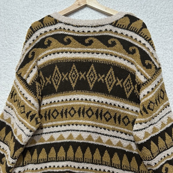 Frye Nordic Brown/Cream Button Front Sweater‎ Women's Size Large - Picture 7 of 12